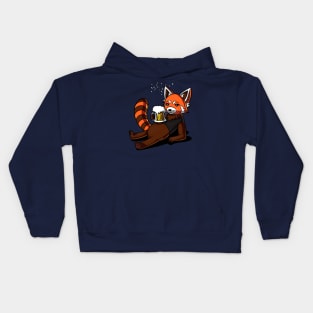 Funny Red Panda Bear Beer Drinking Party Kids Hoodie